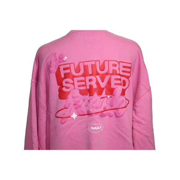 Poppi Soda Crew Neck Pullover Hoodie The Future Served Fresh Pink Medium - Picture 6 of 6